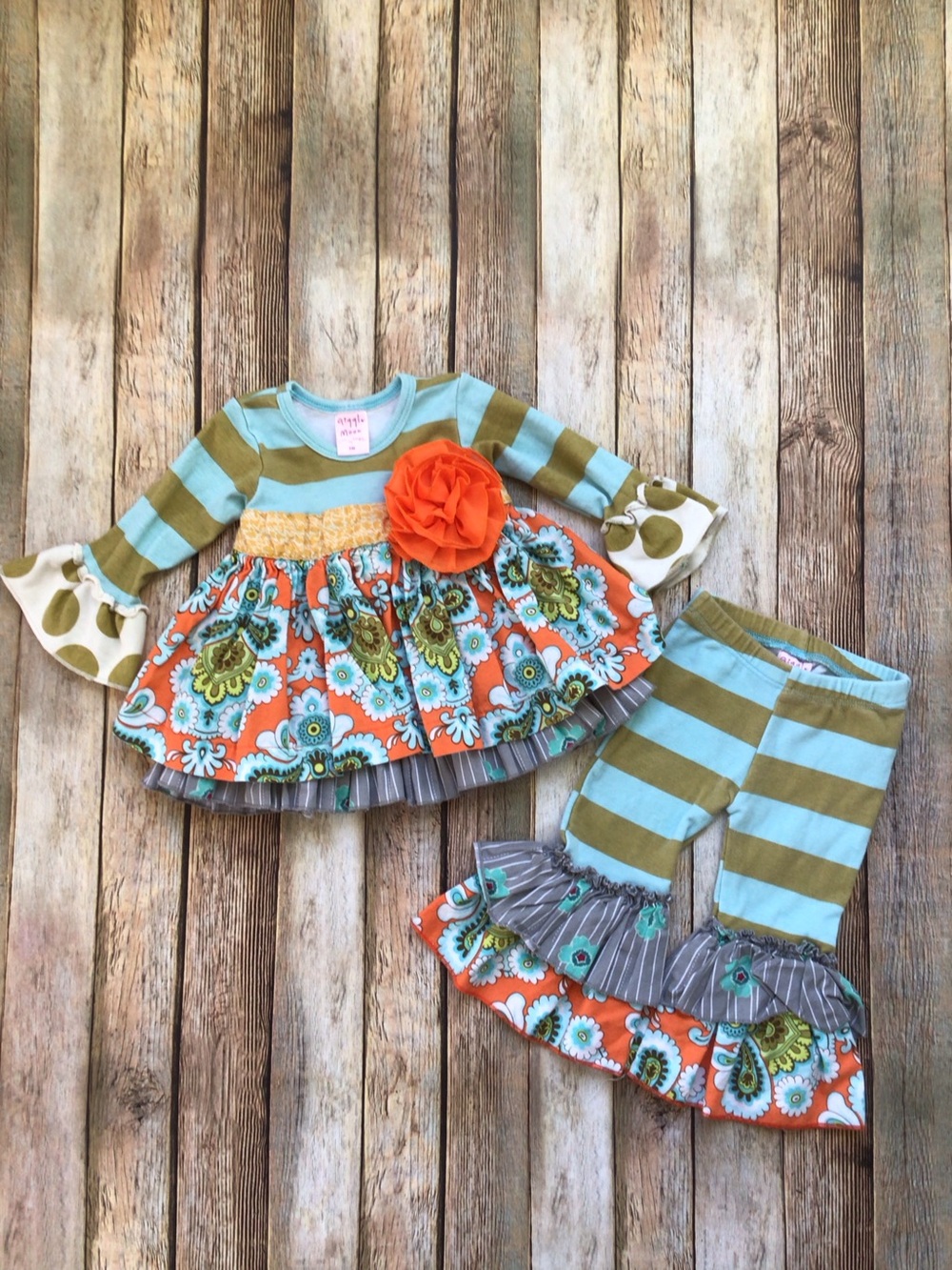 Giggle Moon Paisley Floral & Stripe Set